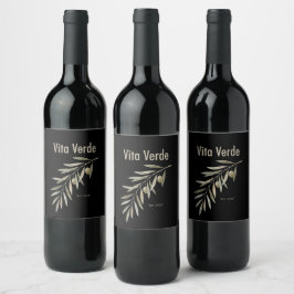 Vita Verde Collection Svart Vinflaska Etikett