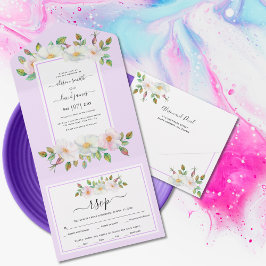 Vita, vild ro blommigt lavender bröllop