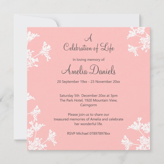 Vita vilda blommor Livets Firande Annonsering Spara Datumet (Framsida)