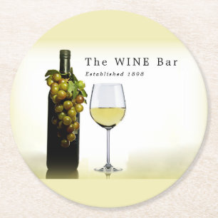 Vita Vin & druvor, Vin Pub/Winery Underlägg Papper Rund