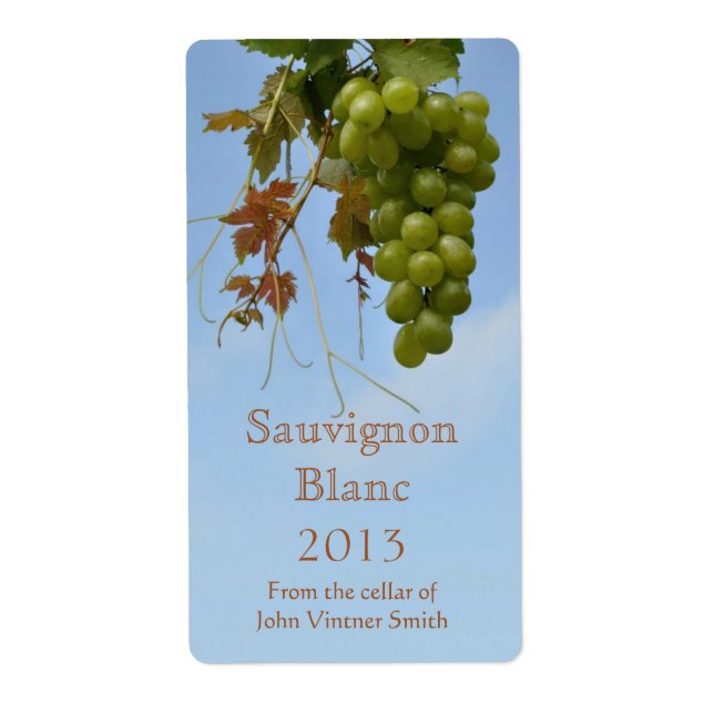 Vita vin flaska-etikett fraktsedel (Framsidan)