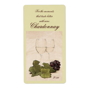 Vita vin-glas med vin-etikett fraktsedel