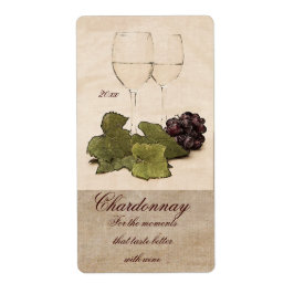 Vita vin-glas med vin-etikett fraktsedel