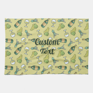 Vita Vin Mönster Kitchen Towel Kökshandduk