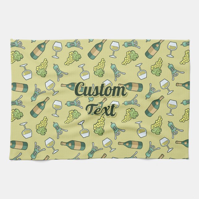 Vita Vin Mönster Kitchen Towel Kökshandduk (Horisontell)