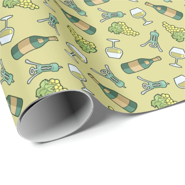 Vita Vin Mönster Wrapping Papper Presentpapper (Rullad Hörn)