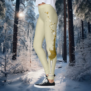 Vita Vin störtade Firande Bröllop Leggings