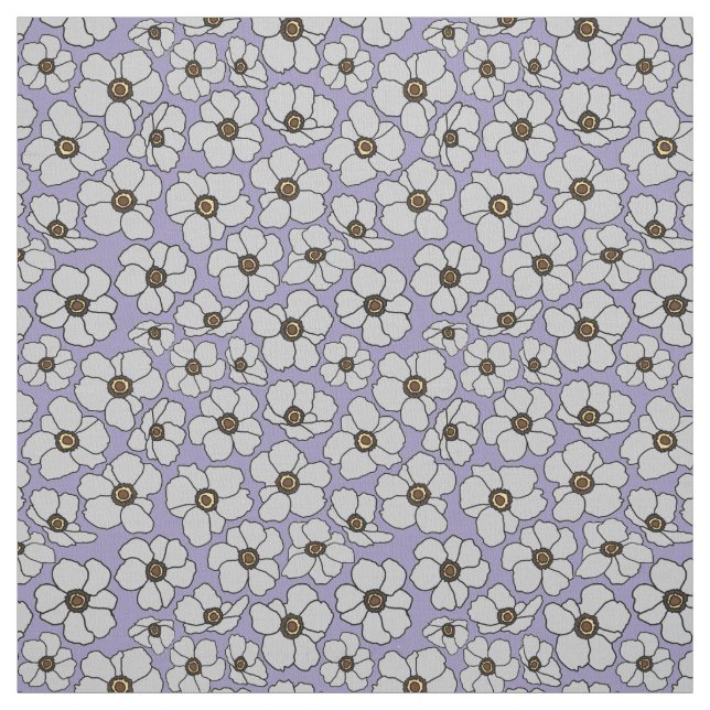 Vita vindblommanemoneer på lavendel tyg (Provkarta)