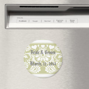 Vita vintage blomsterbröllopspresenter magnet