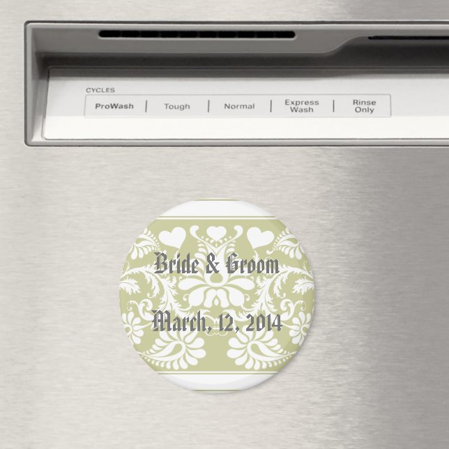 Vita vintage blomsterbröllopspresenter magnet (In Situ (Dishwasher))