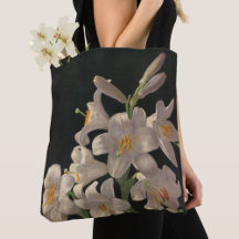 Vita Vintagen White Lilies på svarta Snyggten