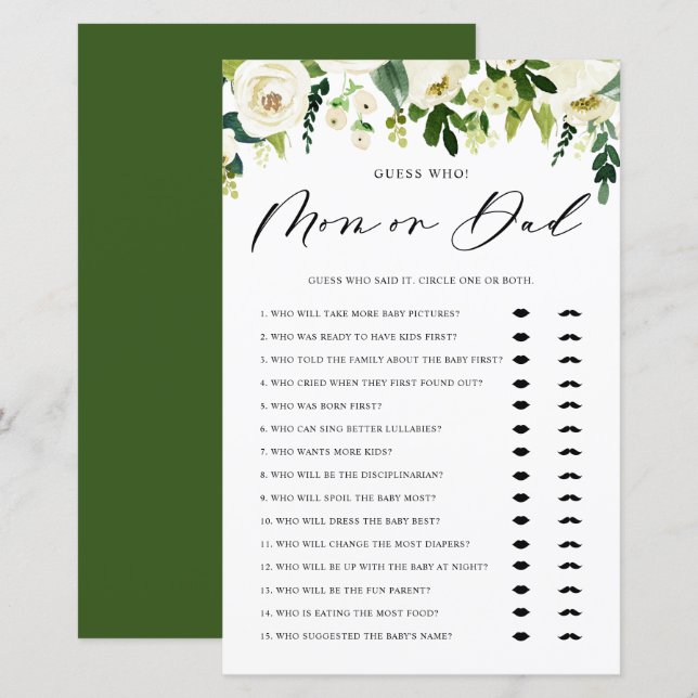 Vita vinter-blommor gissar vem som spelar Mamma el (Fram/baksida)