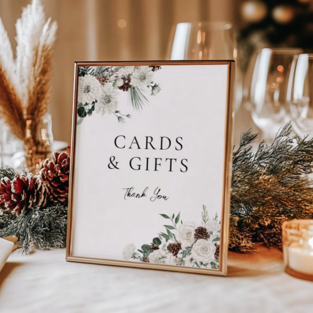 Vita vinterkort och Blommigtar för grönt Poster (Skapare uppladdad)