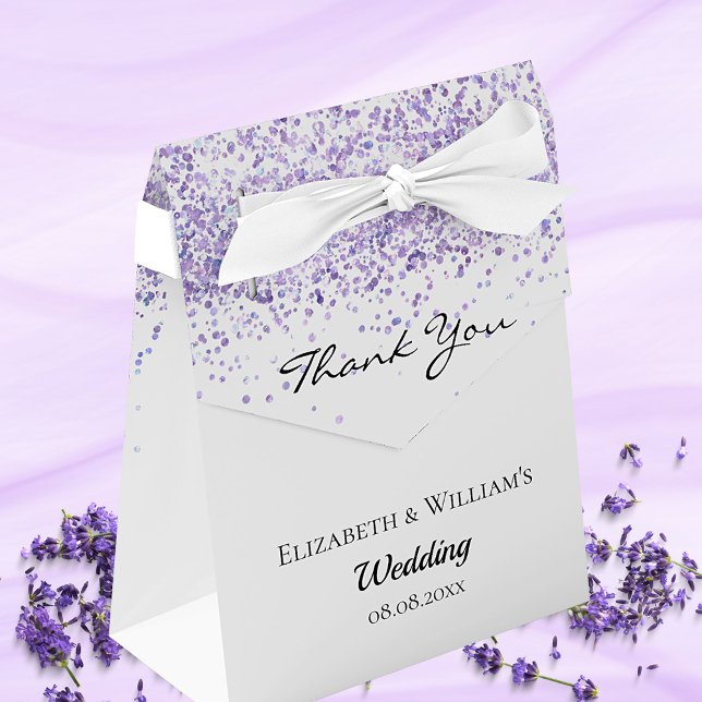 Vita violet glitter tack bröllop presentaskar (Skapare uppladdad)