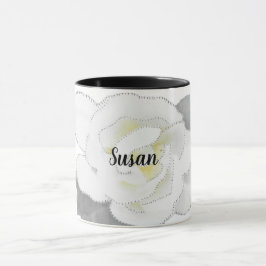 Vita, vita Gardenia Flower på White Mugg