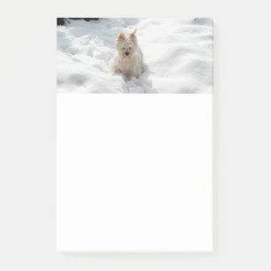 Vita Westie Hund i Snö Anteckningar Post-it Block