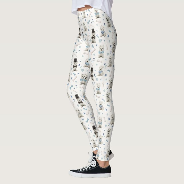 Vita Westies med accessoarer Whimsical Leggings (Vänster)