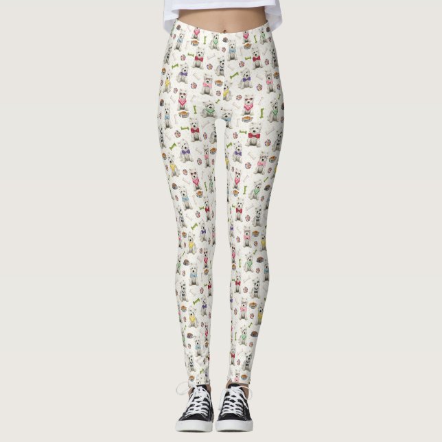 Vita Westies med tillbehör Whimsical Leggings (Framsida)