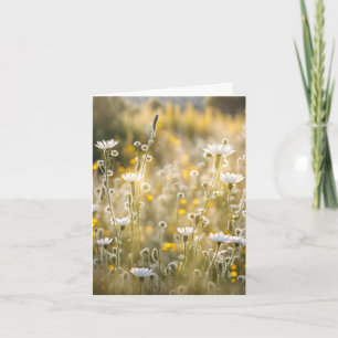 Vita Wildblomsmarkör för sympati Tack Kort