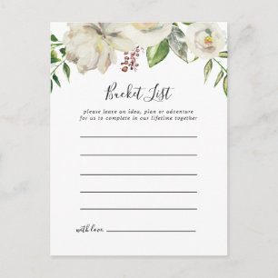 Vita Winter Peony Blommigt Bucket List Cards Vykort