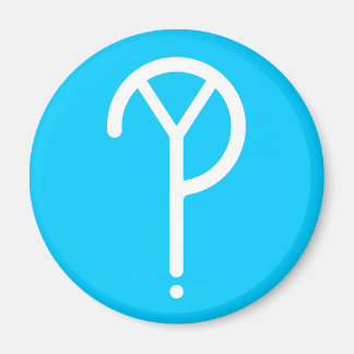 Vita Y? Symbol- På blå Magnet