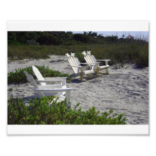 VitAdirondack stolar på strand Fototryck