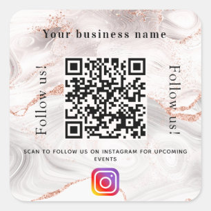 Vitagat marble qr code instagram ro guld fyrkantigt klistermärke