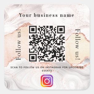 Vitagat marble qr code instagram ro guld fyrkantigt klistermärke