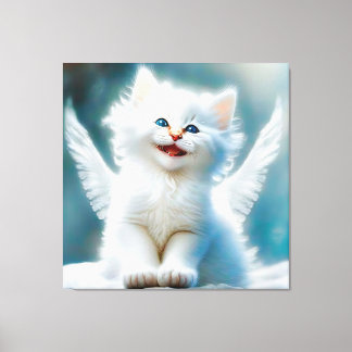 Vitage Kitten Angel Canvastryck