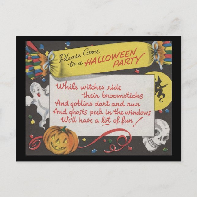 Vitage Spooky Halloween 4 Vykort (Framsida)
