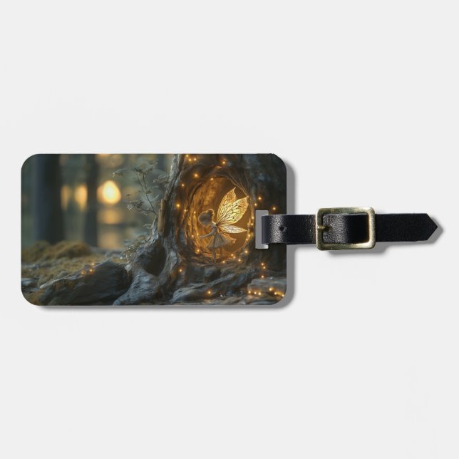 Vitaktig bild av en älv i hålen på träd bagagebricka (Horisontell Framsida)