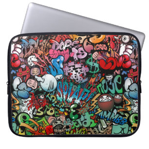 Vitaktig dynamisk gatukonst Graffiti art mönster Laptop Fodral