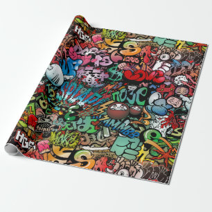 Vitaktig dynamisk gatukonst Graffiti art mönster Presentpapper
