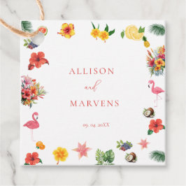 Vitaktig färgad Roligt Tropiskt flamingle Bröllop Gåvor Etiketter
