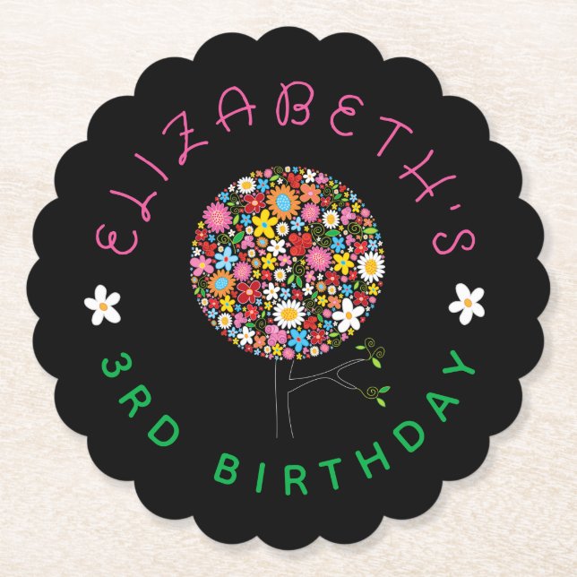 Vitaktig färgad Vår blommor Pop Träd Party Underlägg Papper (Framsida)