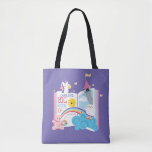 Vitaktig flicka i Bibliotek Bok, tote Bag Tygkasse