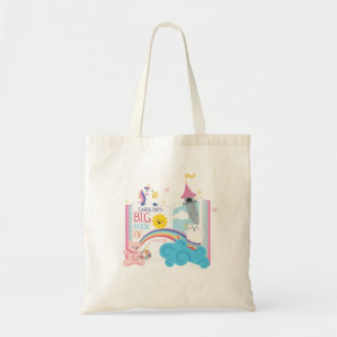 Vitaktig flicka i Bibliotek Bok, tote Bag Tygkasse