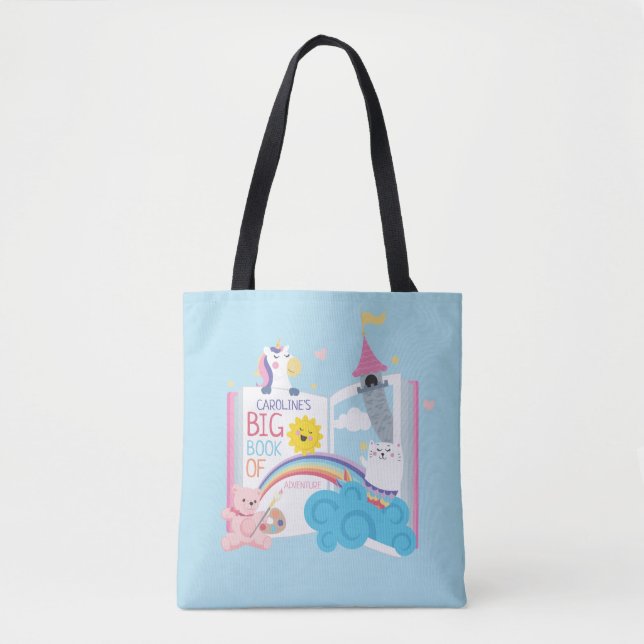 Vitaktig flicka i Bibliotek Bok, tote Bag Tygkasse (Framsida)