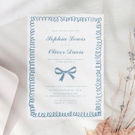 Vitaktig Hand plockade Fransk Blue Elopement Bröll Inbjudningar