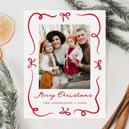 Vitaktig, handritad, röd babyfoto jul helg vykort