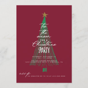 Vitaktig Julfest Glitter Julgran Inbjudningar