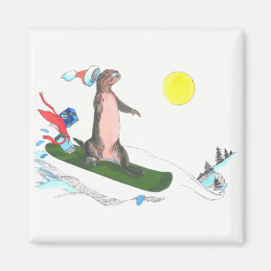 Vitaktig julgräddtsmuts Snowboarder Magnet