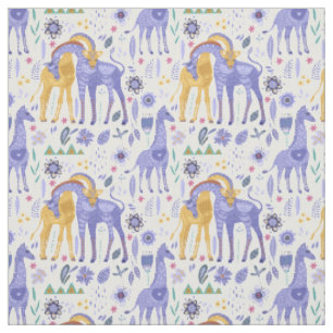 Vitaktig Lila Gult Giraffes Monogram Tyg
