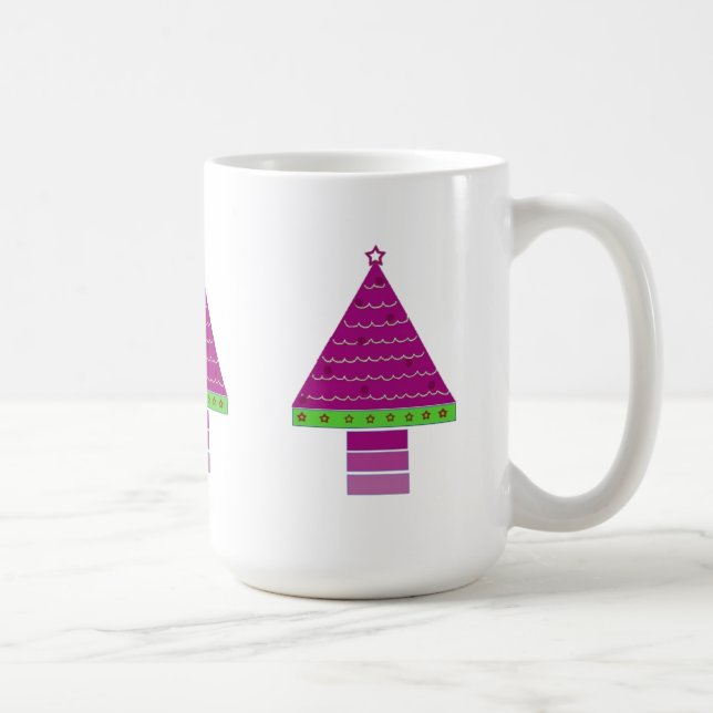 Vitaktig Lila Julgranar Kaffemugg (Höger)