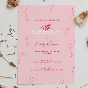 Vitaktig martini 60:e Födelsedagsfesten Inbjudningar