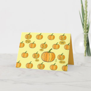 Vitaktig Pumpkin Patch på Blek Gult Halloween Kort