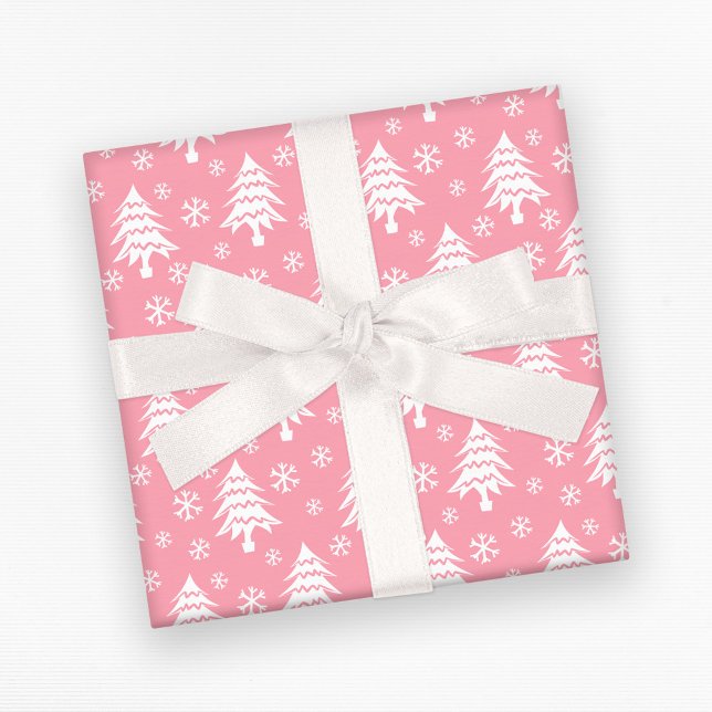 Vitaktig Rosa av snöflingan Julgran Presentpapper (Skapare uppladdad)
