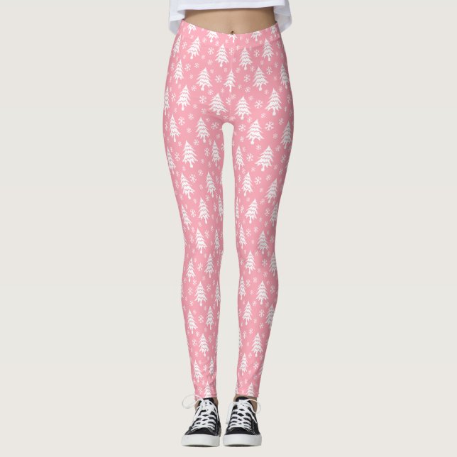 Vitaktig Rosa av vitaktig Julgran Leggings (Framsida)