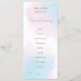 Vitaktig Rosa Blåfärgspastel Bröllop Program
