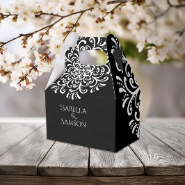 Vitaktig svart på svart, blommande Bröllop Presentaskar